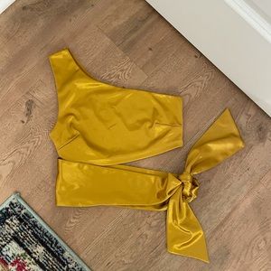 Metallic Gold wrap crop top